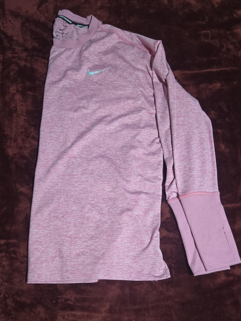 Nike Pink Heathered Dri-FIT Long Sleeve Top